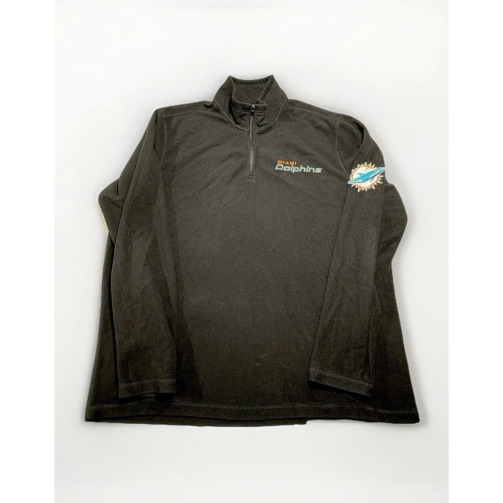 NFL x Darius Rucker Miami Dolphins 1/4 Zip‎ Fleece Pullover Mens Large Black